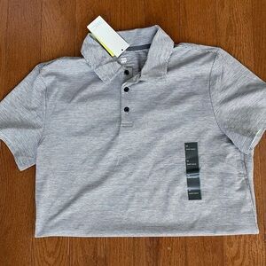 Target All in Motion Men’s Striped Tech Polo (gray/white)